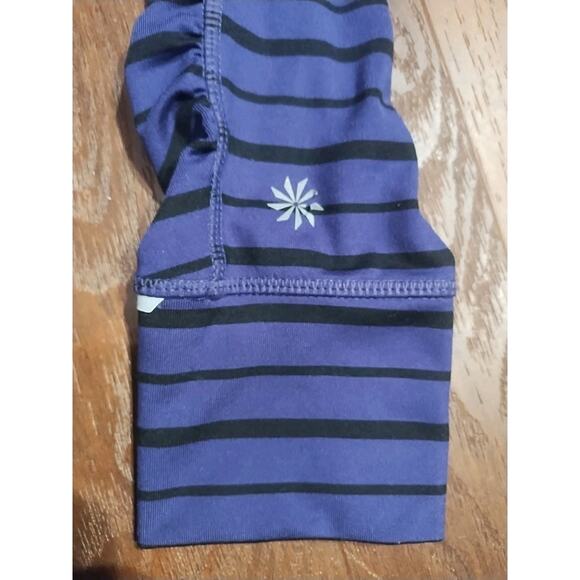 Athleta unique Striped Leggings Size XS Purple Black Striped Reflective Mesh - Picture 4 of 5